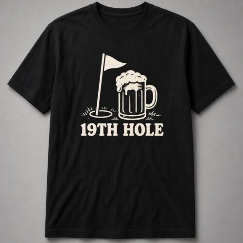 19th Hole Golf Flag And Beer Unisex T-Shirt - Black