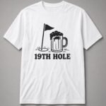 19th Hole Golf Flag And Beer Unisex T-Shirt - White